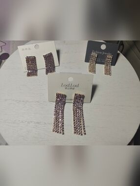 Lavender Gold Crystal Cascade Earrings